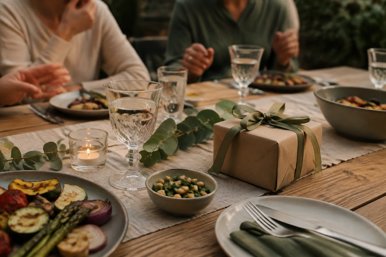 Ein gedeckter Tisch für einen Abend mit Freunden