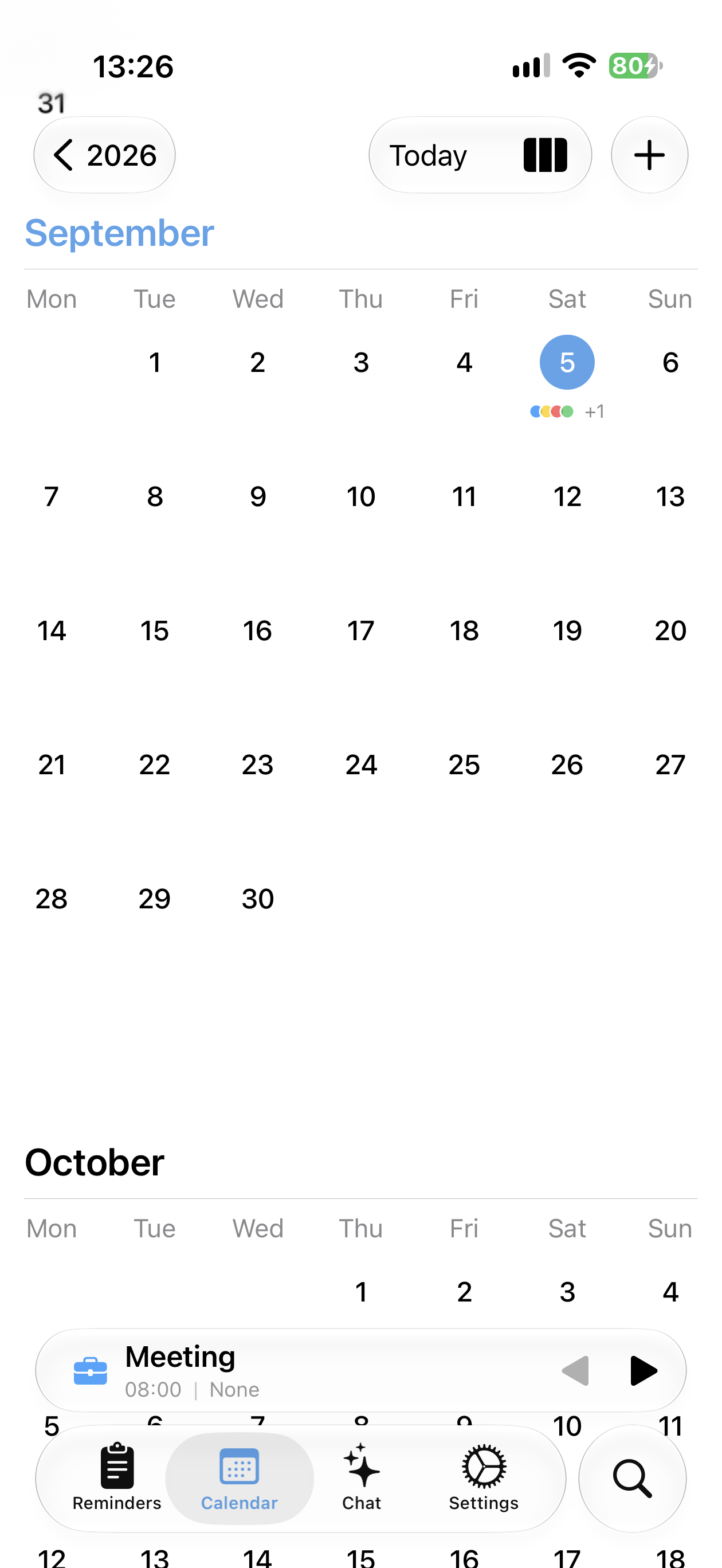 Managed Kalender im September