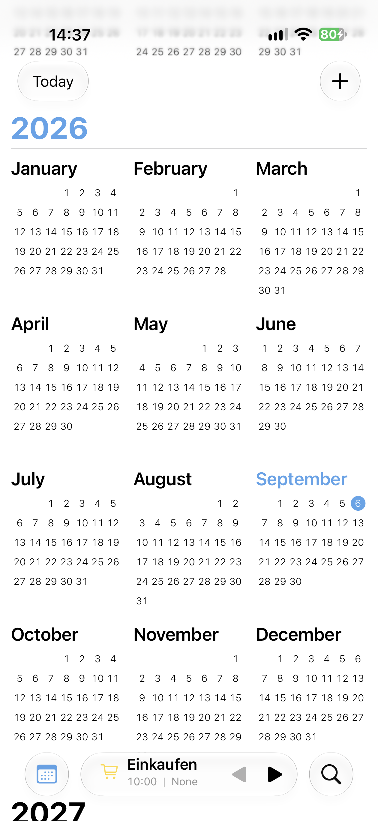Managed Jahreskalender 2026 mit zwölf Monaten und dem ausgewählten September