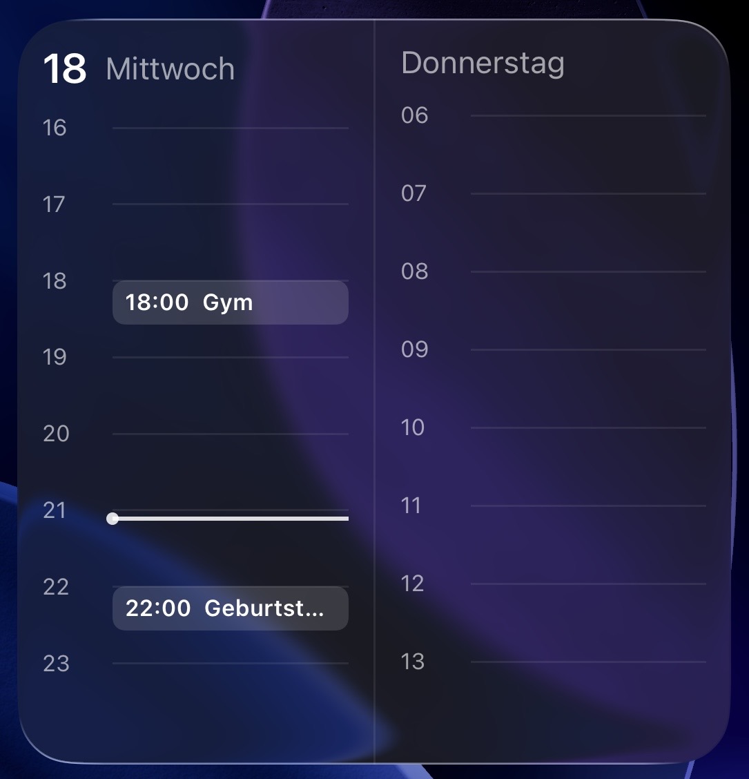 Heute-und-Morgen-Widget von Managed
