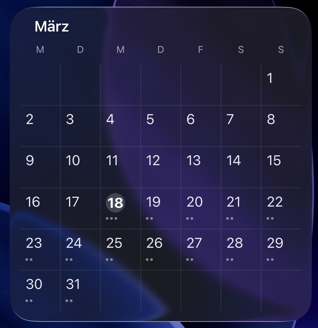 Monats-Widget von Managed